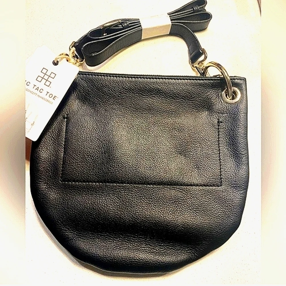 Crossbody Purse Black Leather Shoulder Bag Gold Hardware shoulder strap tote